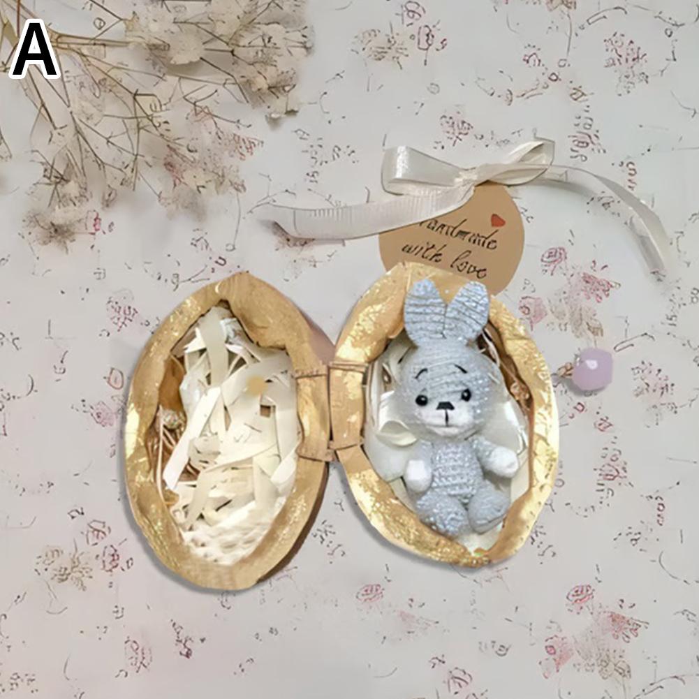 

Пасхальный вязаный крючком зверек в скорлупе грецкого ореха ручной работы, забавный вязаный кролик, фигурка куклы, дом Kni Z9B4 rabbit-1pcs