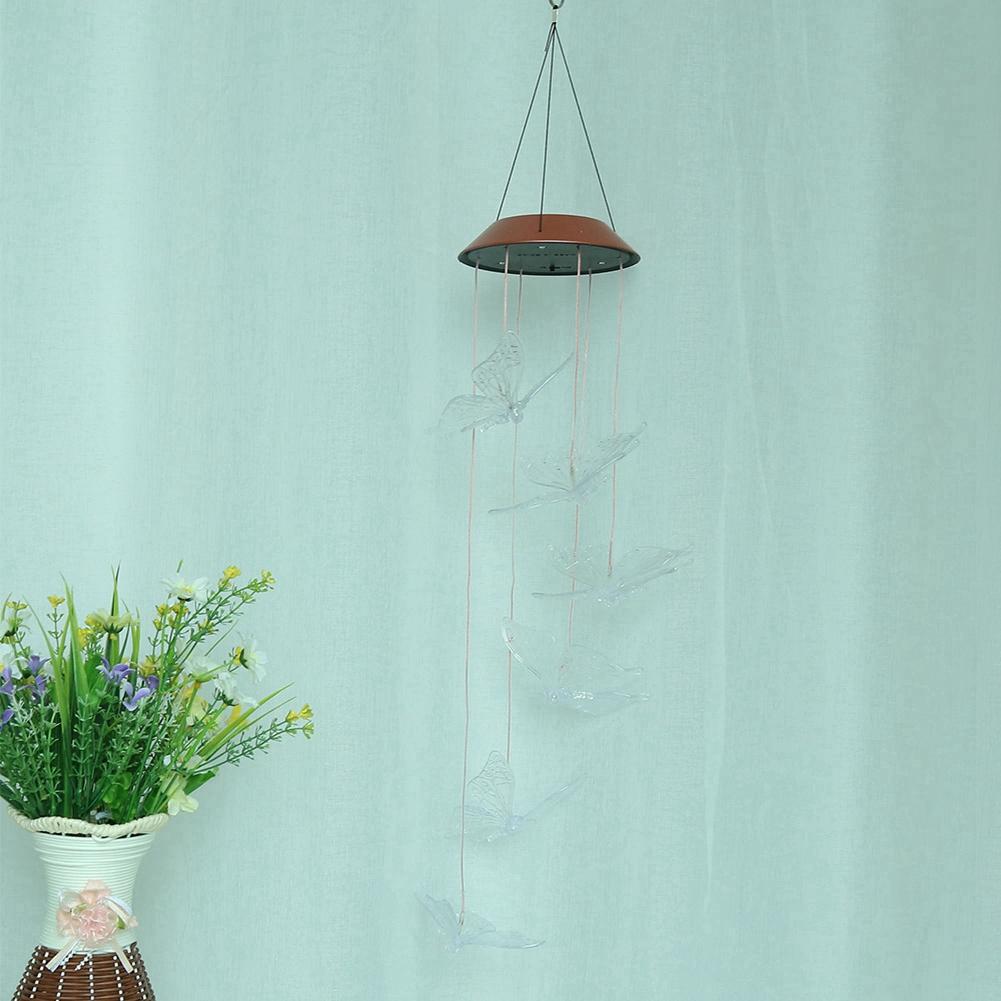 Wasserdichte LED-Solarpanel-Windspiele mit Schmetterlingen für den Außenbereich, Heim-Gartendekorationslicht (transparent)