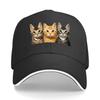 Fun ThreeCat Print Baseball Cap Outdoor Unisexs Casual Sports Bucket Hat Adjustable Vintage Baseball  Sandwich Baseball Cap