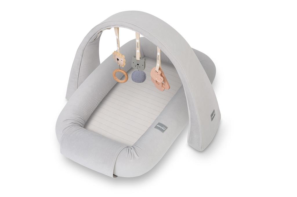Modulares Babynest mit Spielbogen 3 in 1 Grau