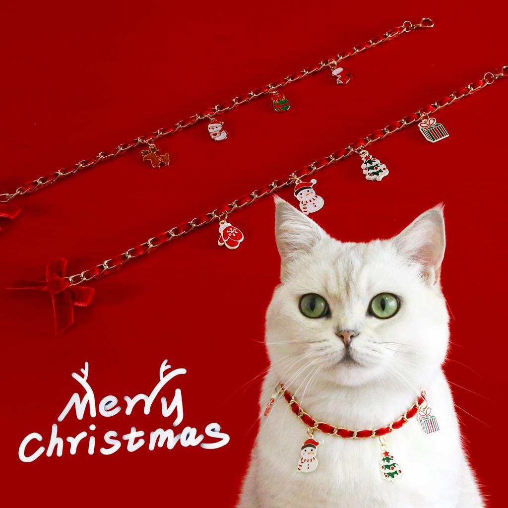 2023 Pet Christmas Velvet Collar With Metal Oil Drops Pendant Elderly Tree Gloves Socks Bow Tie Cat Dog Necklace