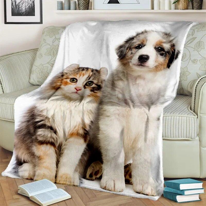 Cute Dog Husky, Samoye, Chihuahua, Koki Pomeranian Cartoon Blanket,Soft Throw Blanket for Home Bedroom Sofa Cover Blanket Kids