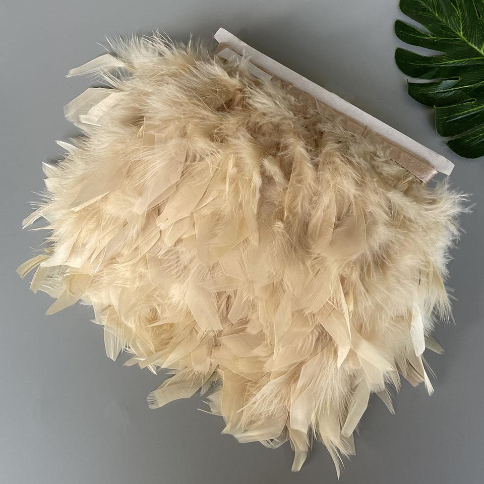Fluffy Turkey Feathers Trim Fringe Ribbon 10Meters Marabou Feather On Tape Fringes Sewing Trimmings DIY Clothes Dress Decoration