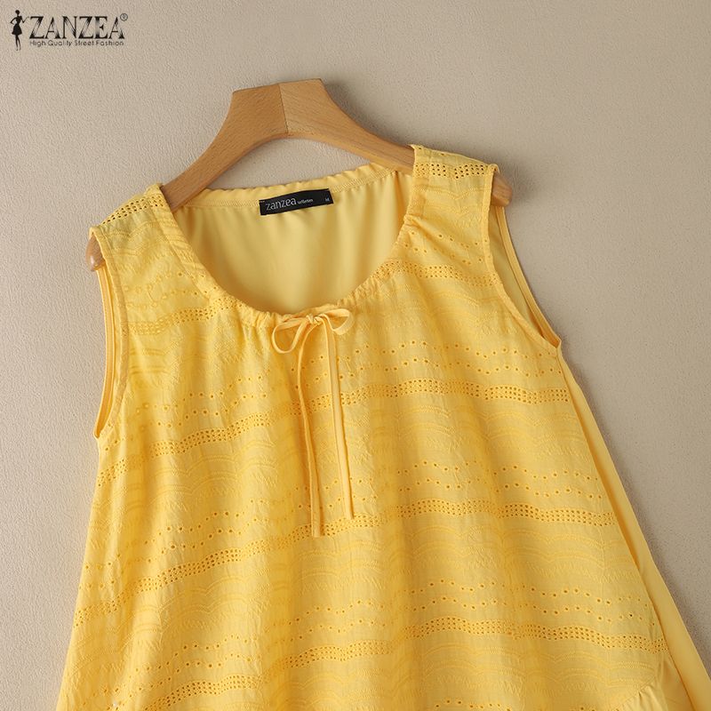 ZANZEA Women Casual Round Neck Summer Sleeveless Tank Tops