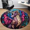 1PC StainedGlass Dragon Office Round Area Rug, Indoor Mat Suitable ForOffice, Under Office Chairs Bedroom Living Room Home Decor, Room Deco,  F033