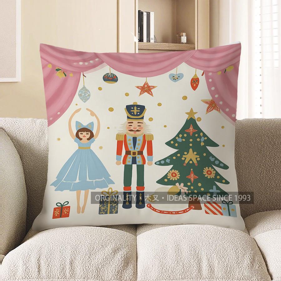 Home Decor Nutcracker, Mouse & Ballet Fairy Pillow Cover Pattern Cushion Cover Suitable For Sofa Bedroom Car Pillow Cover