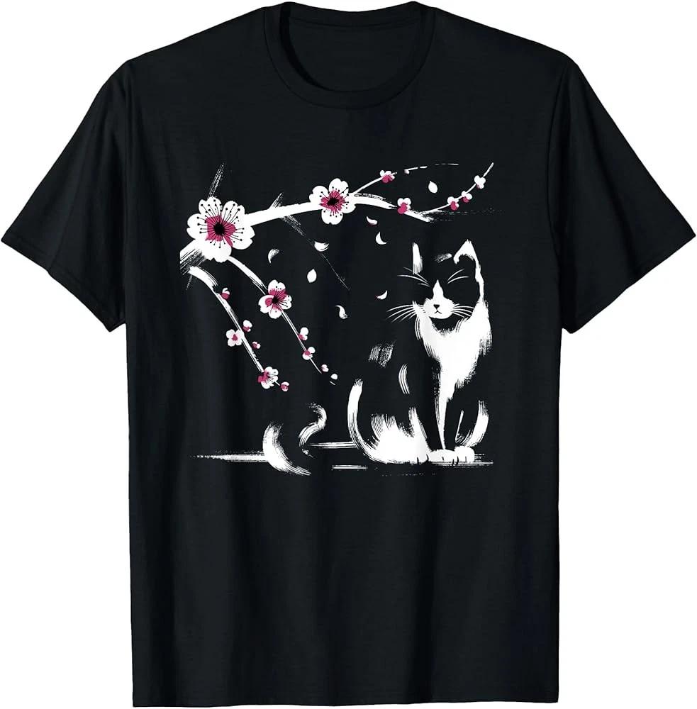 Men s and Women s T-shirts Kawaii Cat Anime Japanese Retro Men Women Funny Cat T-Shirt XXXL