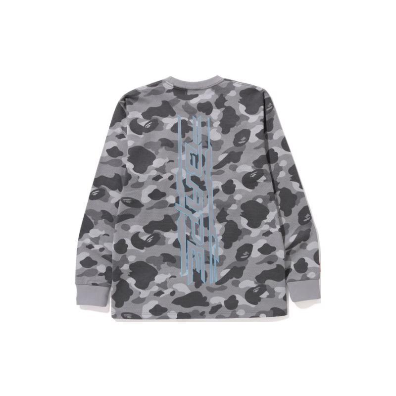 Bape Сотовая Камуфляжная Футболка с Длинным Рукавом 0ZXLTM111004K