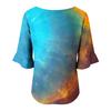 Ladies' Cross Dyed Printed Button Casual V-neck Fashionable Seven Quarter Sleeve Top