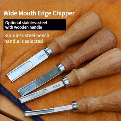 4 Size A4mm A6mm A8mm A10mm Practical Leather Craft Edge Beveler Skiving Beveling Knife DIY Cutting Hand Craft Tool with Wood Handle