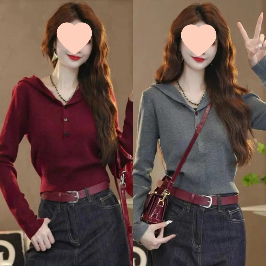 Koreanischer Strickpullover mit Kapuze für Damen - Herbstmode Nischendesign Vielseitige Strickware