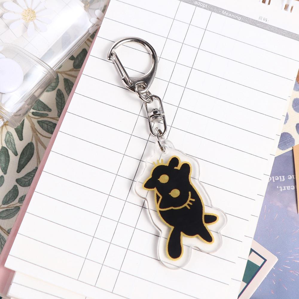Acrylic Black Cat Keychain Cartoon Cute Black Cat Pendant  Mobile Phone Pendant