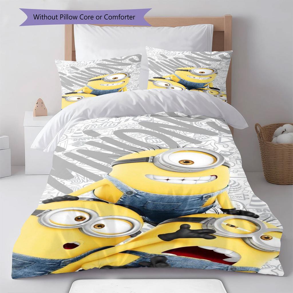 Minions Themed Printed Bedding 3PCS Cute Cartoon Suit For Children Boys Teens Bedroom Home Decoration