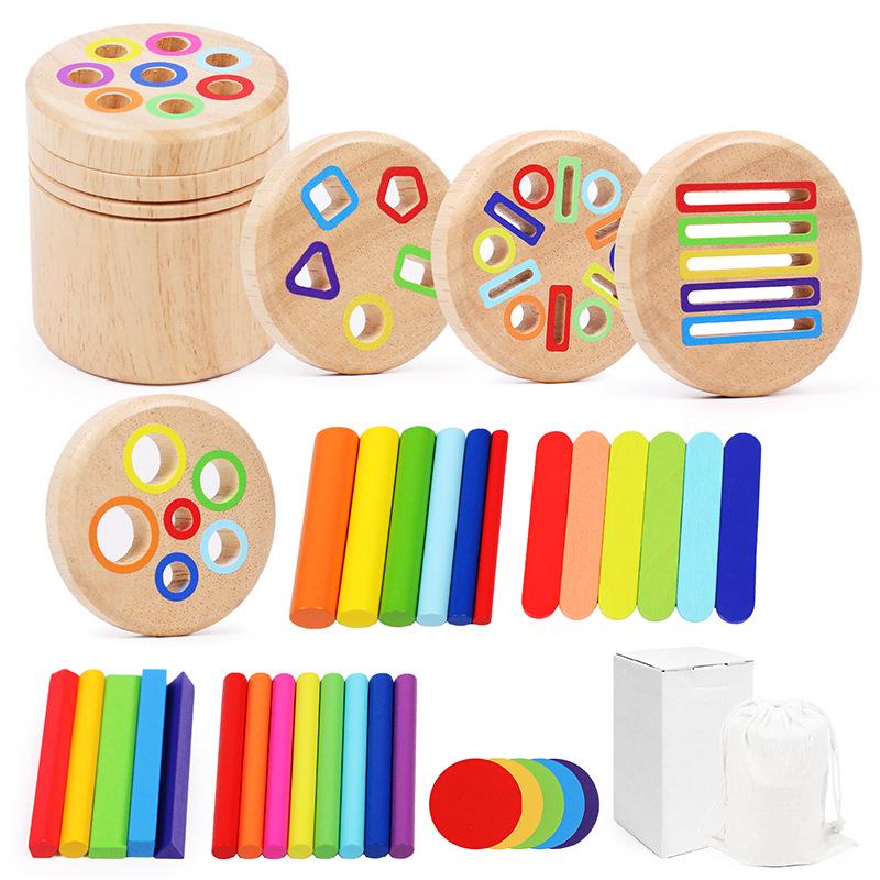 Montessori Wooden Color Sorting Bin for Hand-Eye Coordination