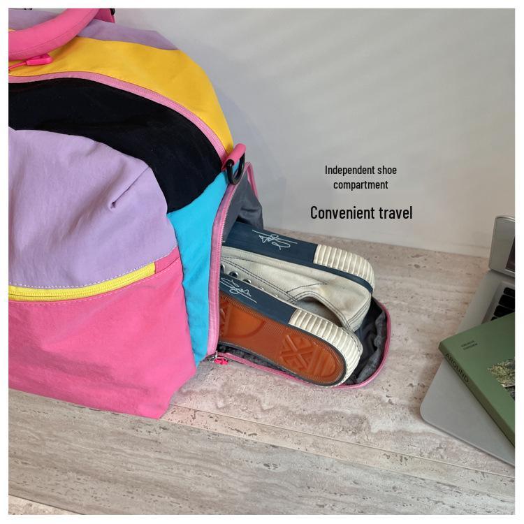 Dopamine Large Capacity Travel Bag: Color-Block Ins Style Sports Fitness & Outdoor Storage Bag