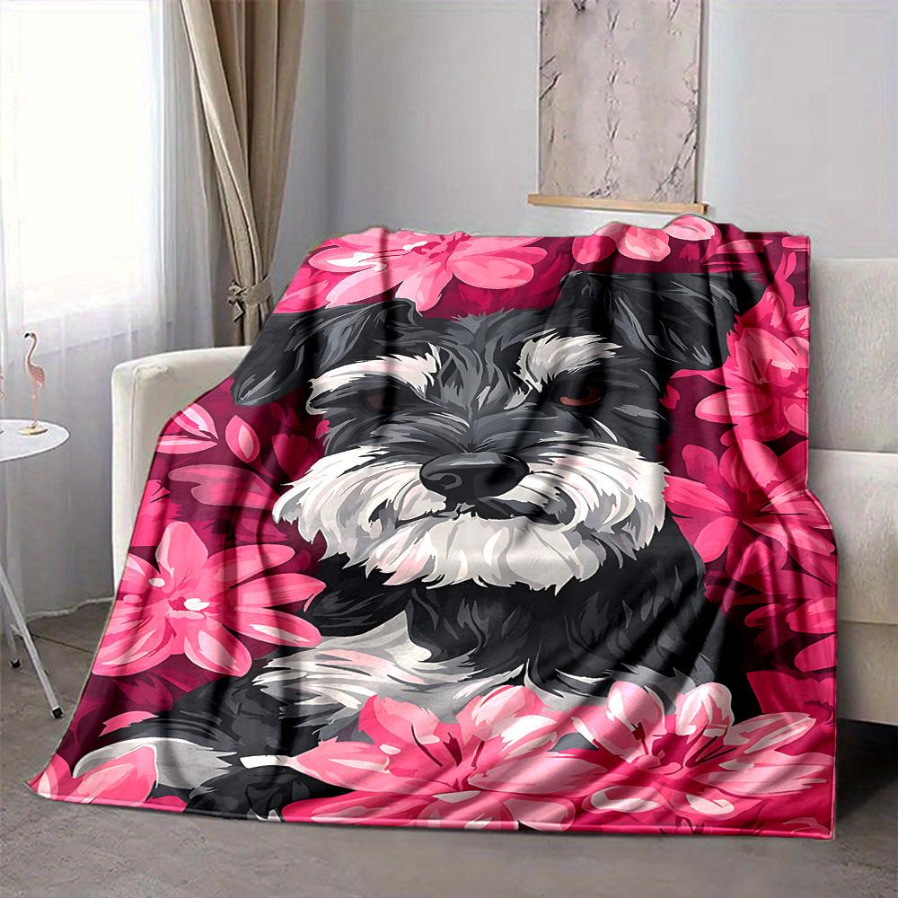1pc Dog Print Soft & Warm Polyester Knit Blanket, Digital Printed, All-Season Throw for Napping, Traveling, Sofa Yy250906039
