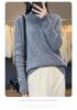 Women's Autumn-Winter Wool Knit Sweater - Half-High Collar, Solid Color, Slimming Pullover with Long Sleeves