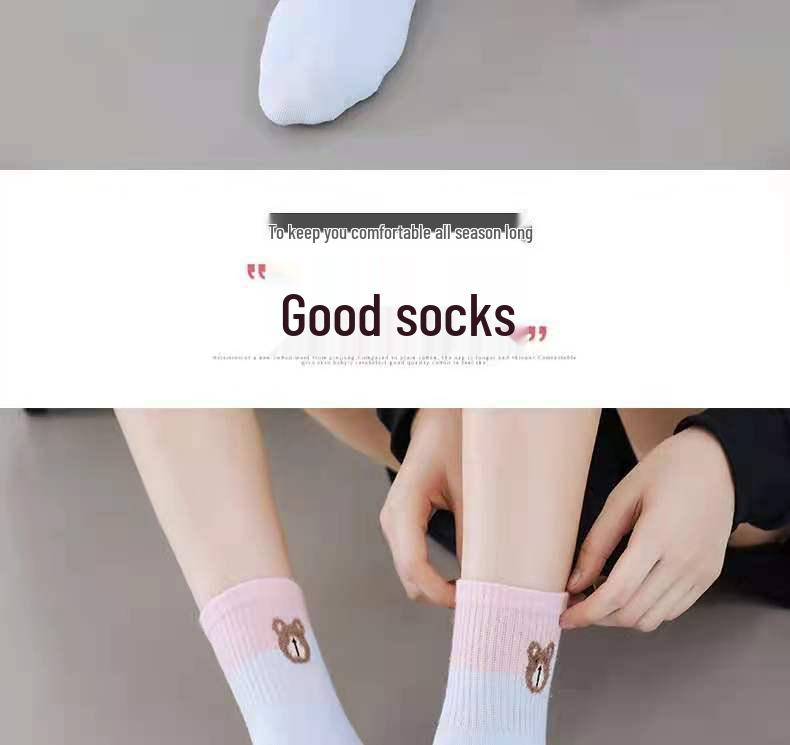 Langsha Women's Cotton Mid-Calf Socks - Autumn/Winter Breathable Odor-Resistant Chinese Style for All Seasons
