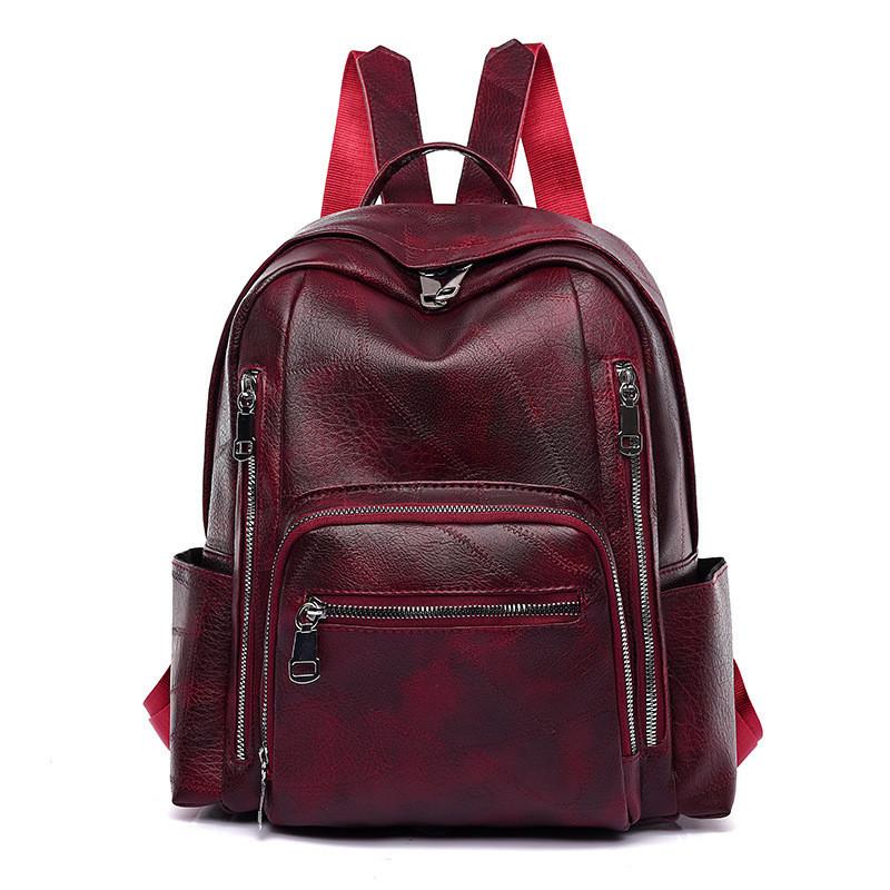 Chic Retro Pu Leather Backpack Soft Durable For Women Ideal For Casual Travel красный