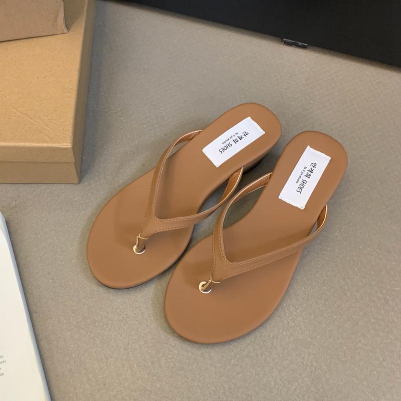 Fashion SUOJIALUN 2024 Summer New Women Slipper Fashion Low Weadge Heel Ladies Elegant Flip Flops Shoes Outdoor Casual Beach Slides Shoe