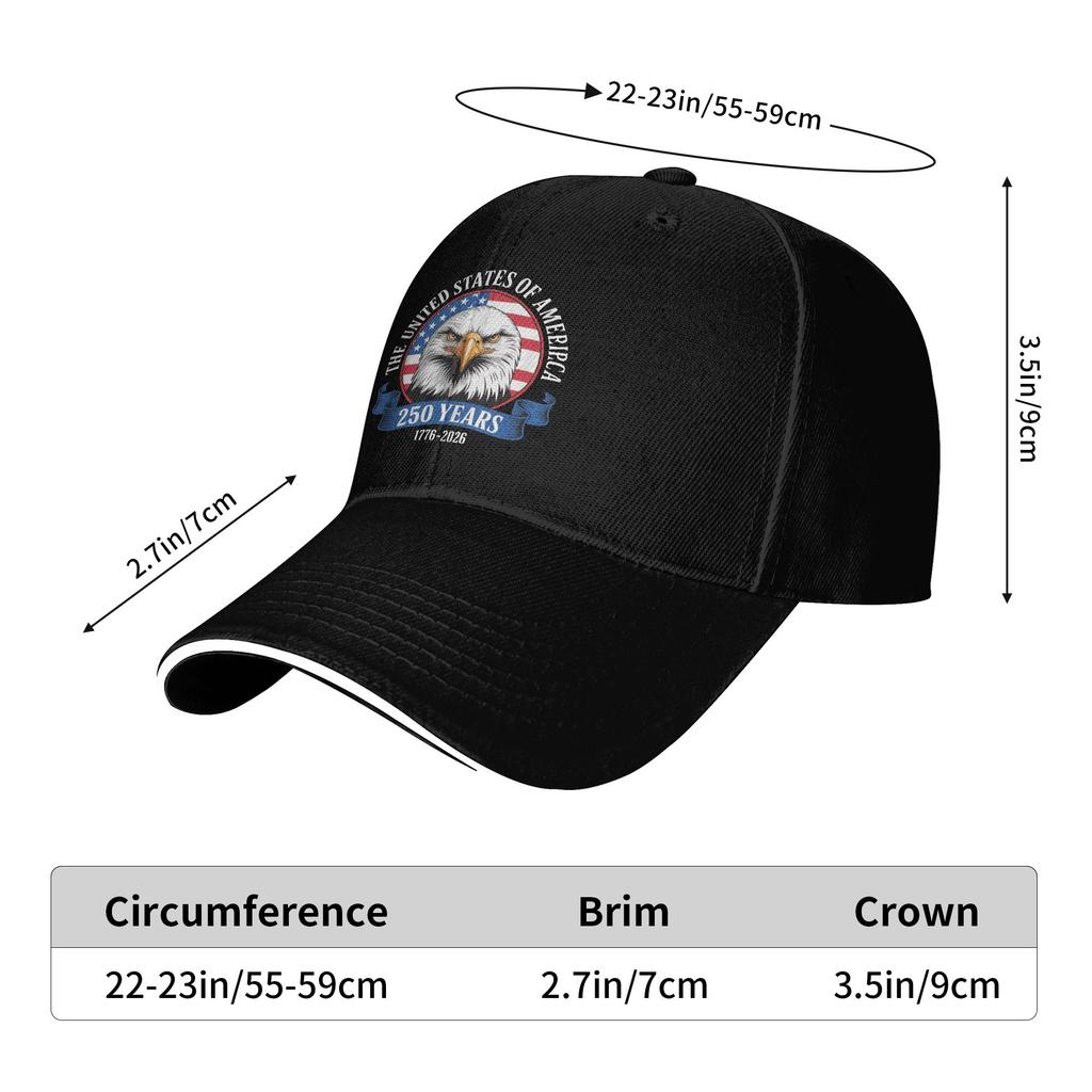 Happy 4th July 250 Years Memorial America Pride Patriotic Casual Baseball Cap Outdoor Hip Hop Hats Spring Fashion Baseball Caps