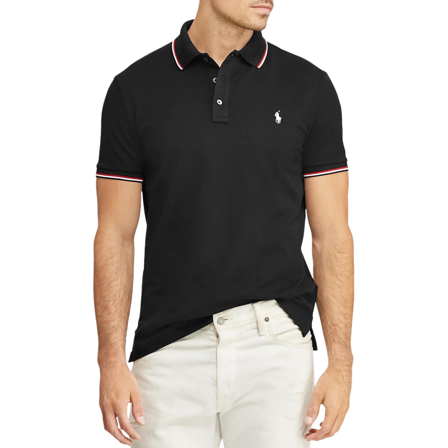 

Polo Ralph Lauren SS25 Хлопковое поло с коротким рукавом и полосатой отделкой Мужские топы 710750897-001 L