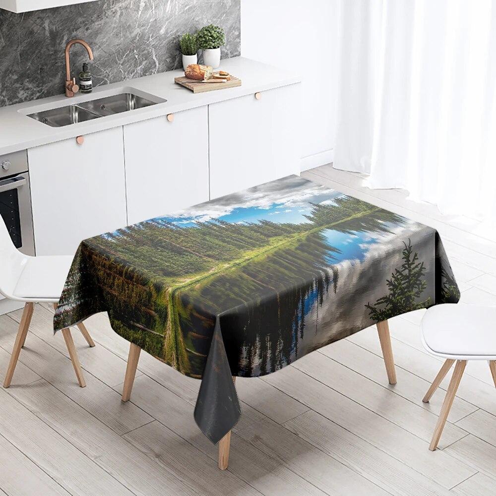 

Скатерть с водопадом, природный пейзаж, защита от пятен, водонепроницаемая, прямоугольная, кухонный, обеденный стол, домашний декор 40x70cm