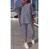 QICED Women's Fashion Casual Long Sleeve O-Neck Pants Suits