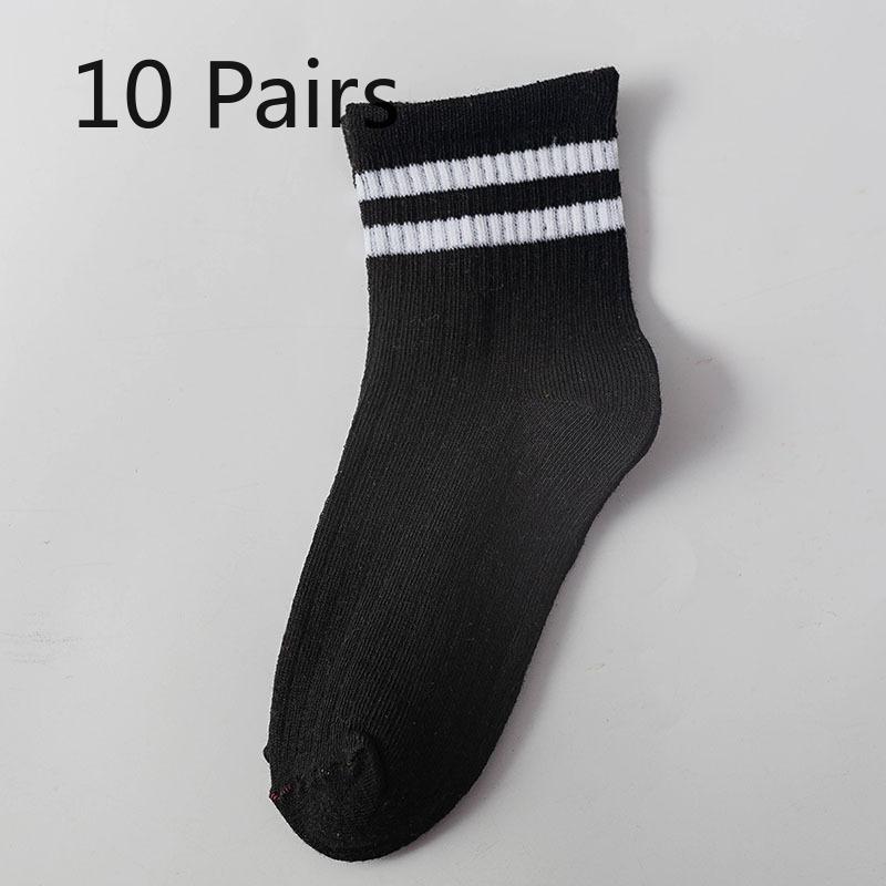 10 Pairs of Female Autumn and Winter Parallel Bars Sports College Wind Suction Sweat Breathable Tube Socks