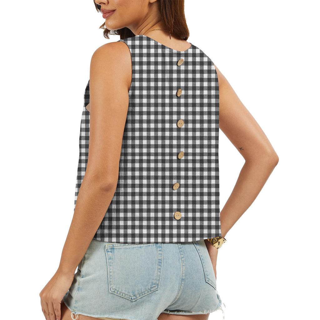 Women’s Sleeveless Plaid Relaxed Fit Tank Top Casual Lightweight Checkered Pattern Blouse for Everyday Wear