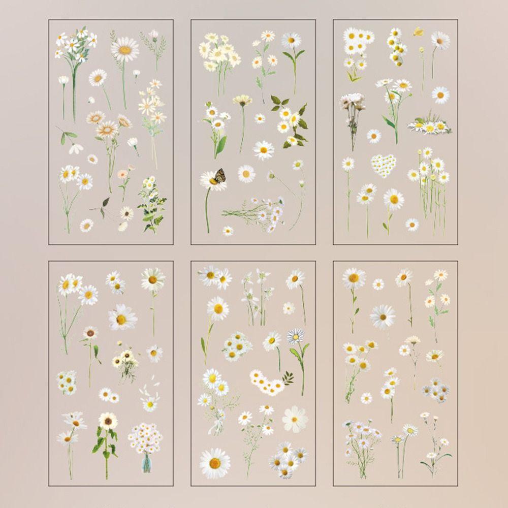 6 pcs/pack Adhesive PVC Plant Flower Sticker Nature Transparent Flower Stickers  Album