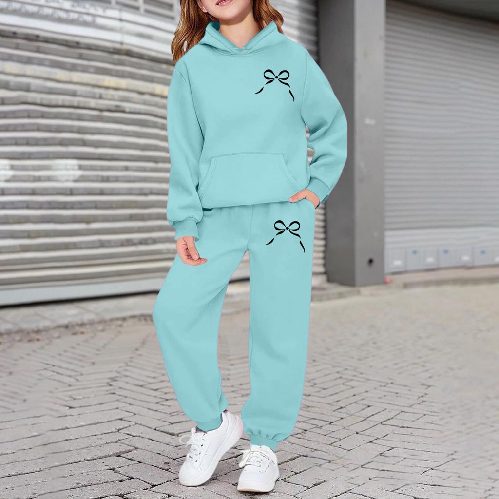 Boys Girls Sweatsuit Clothing Hooded Sweatshirt Jogging Sweatpants Tracksuits Set Fashion Outfit