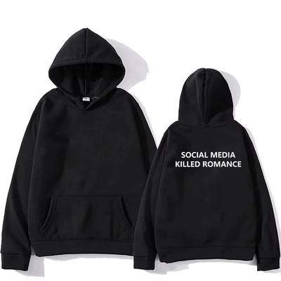 Sudadera con capucha 2025 Las Redes Sociales Mataron el Romance Vintage para Hombre/Mujer Sudaderas Estética Harajuku Ropa de Invierno Sudadera de Forro Polar