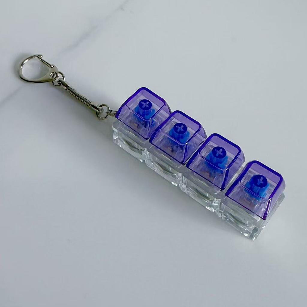 Creative Press Mechanical Keyboard With Lamp Decompression Artifact Personalized Keychain Vent Toy Transparent Schoolbag Buckle