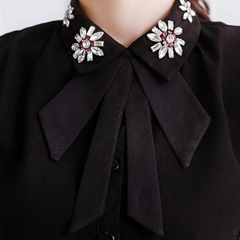 Damskie krawaty z muszką w stylu college'u, biżuteria z pereł, wstążka, krawat, mundurek szkolny, kokarda, muszka do kołnierzyka koszuli