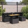 Vidaxl 6-Cz. Meubelset Met Kussens, Zwart, Polyrotan En Acacia