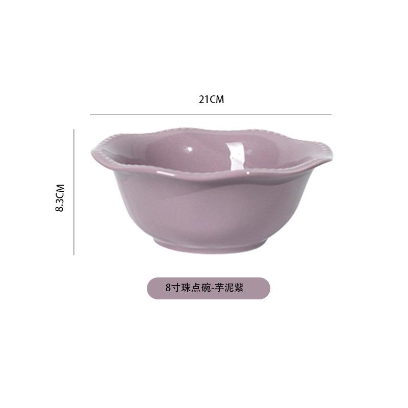 French Simple Ceramic Tableware Set Creative Beads High Value Household Ceramic Rice Bowl Noodle Bowl Vegetable Plate Fish Plate