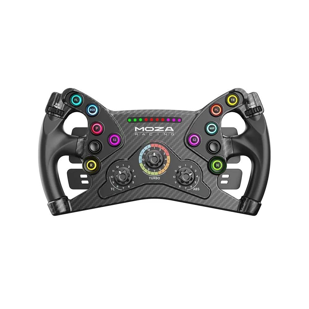 

Рульове колесо MOZA Racing, ручка керма KS GT Formula 10, налаштовувані світлодіоди, RGB-кнопки, швидкознімний гоночний пристрій R047, вбудований [] чорний