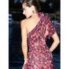 Summer New Celebrity Party Evening Dress Dress Floral Slanted Shoulder Irregular Ruffle Edge Chiffon Dress