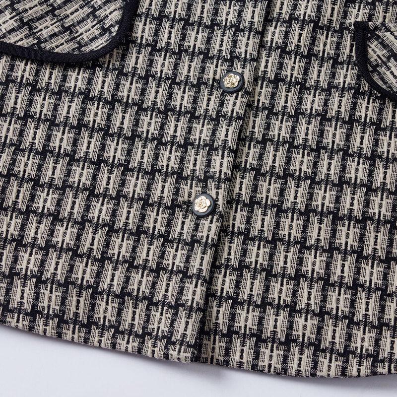 Past Mid-Aged Women's Plaid Lapel Jacket