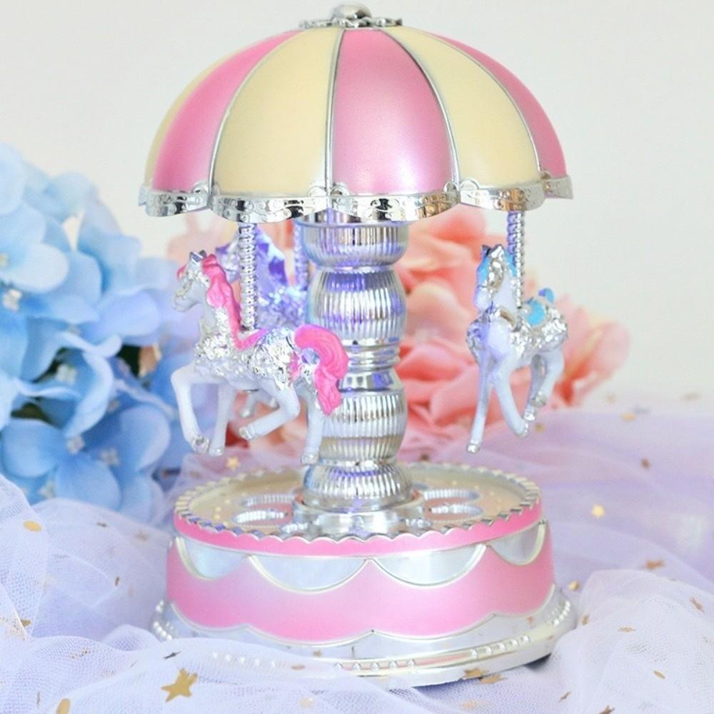 Cartoon Carousel Ornaments Exquisite Horse Music Box Fantasy Carousel Music Box  Birthday Gifts