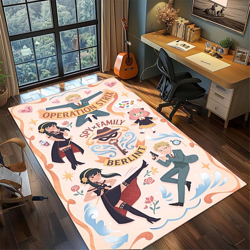 Gamer Room Bedroom Home Decor "Spy × Family" Large Area Non Slip Washable Floor Mat Rug—kwq94