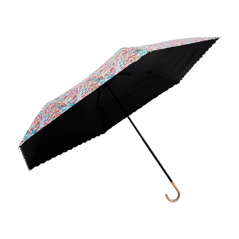 Good-looking Floral Ultra-Light Portable Hook Foldable Sun Umbrella UV Protection Vinyl Sun Protective Sun Umbrella for Women