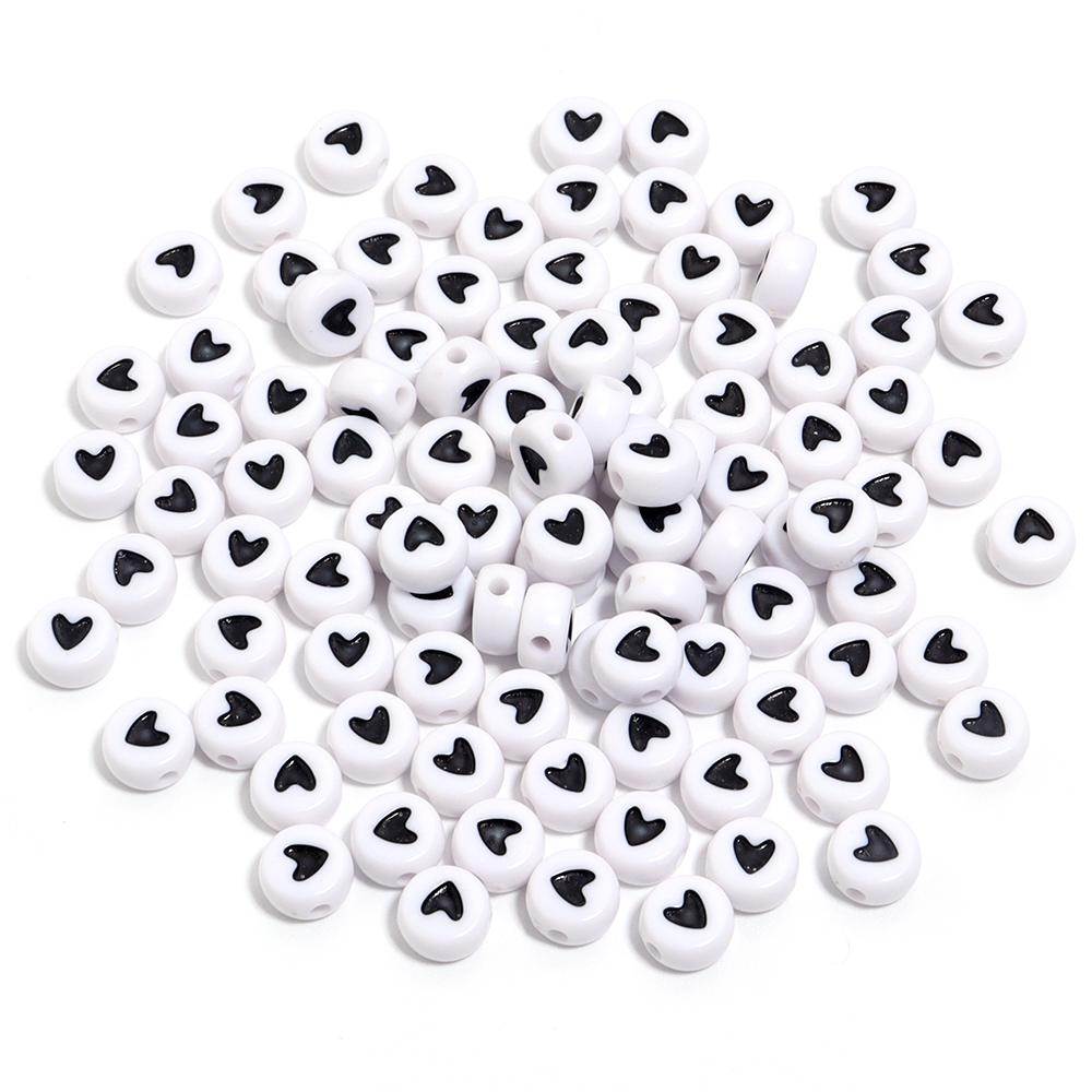 100pcs/lot 7mm Acrylic Heart Beads Flat Round Colorful Loose Spacer Beads For Jewelry Making DIY Necklace Bracelets Accessories