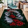 Skulls And Roses Artwork Office Rug Chair Mat, Entryway Carpet, Suitable for Front Door, Bedroom, Living Room, Desk, Holiday Gift