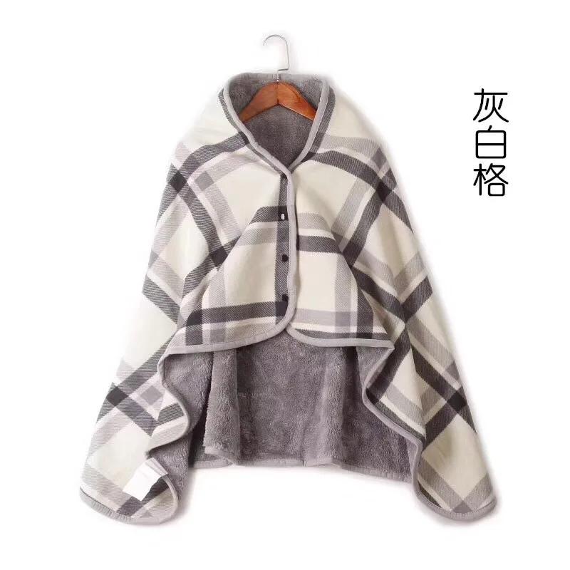 

Office Shawl Blanket Women Plaid Scarf flannel Blanket Winter Luxury Shawl Lady Wrap Blanket Pashmina Poncho Snap Button Blanket 80x130cm