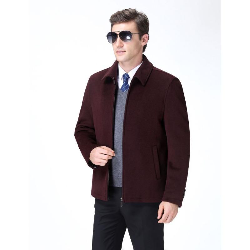 New Autumn and Winter Woolen Jackets for Middle-aged and Elderly Men, Casual Lapel Plus Velvet Jackets, Daddy Woolen Coats