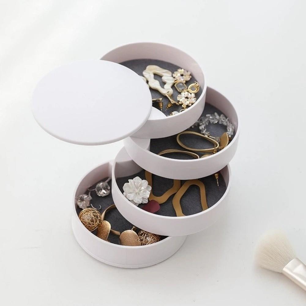 Multi-Layer Rotating Jewelry Storage Box Nordic Style Ring Bracelet Storage Rotating Jewelry Organizer Box Anti Dust With Lid