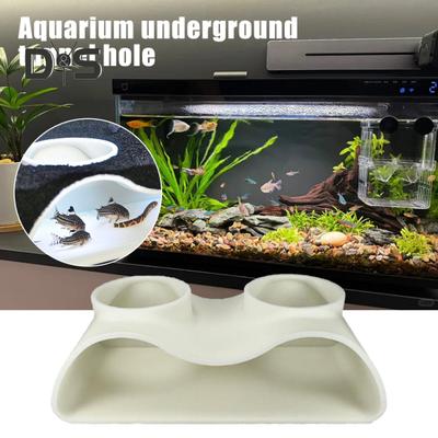 Akvaryum Yeraltı Tünel Mağarası Doğal Kavisli İki Delikli Gözlem Balık Karides Saklanma Yeri Balık Tankı Taban Altı Tüneli Corydoras Yayın Balığı Kuhli Çoprabalığı için