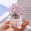 Faux Crystal Flower Figurine Forget Me Not Flower Gift for Women Sympathy Clear Glass Flower Ornaments for Valentine's Day Birthday Table Decor